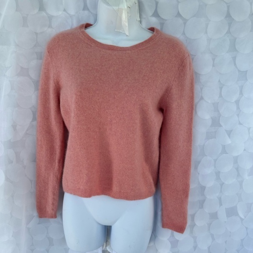 100% Cashmere, coral pink pullover sweater, crew neck small Preppy Ellen Tracy